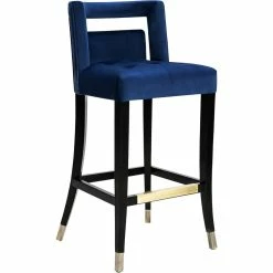 TOV YORK NAVY VELVET BAR STOOL