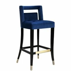TOV Kitchen + Dining YORK NAVY VELVET COUNTER STOOL