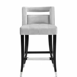 TOV YORK GRAY VELVET COUNTER STOOL Kitchen + Dining