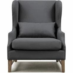TOV DEVON GREY LINEN WING CHAIR Living Room