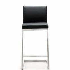 TOV Kitchen + Dining PARMA COUNTER STOOL: BLACK/STAINLESS | SET OF 2