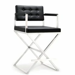 TOV DIRECTOR COUNTER STOOL: BLACK | STAINLESS