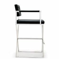 TOV DIRECTOR COUNTER STOOL: BLACK | STAINLESS