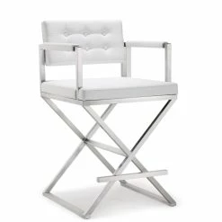 TOV DIRECTOR COUNTER STOOL: WHITE | STAINLESS