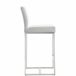 TOV DENMARK COUNTER STOOL: WHITE/STAINLESS | SET OF 2 Kitchen + Dining