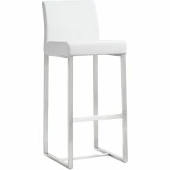 TOV DENMARK BAR STOOL: WHITE/STAINLESS | SET OF 2 Kitchen + Dining