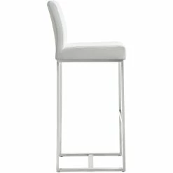 TOV DENMARK BAR STOOL: WHITE/STAINLESS | SET OF 2 Kitchen + Dining