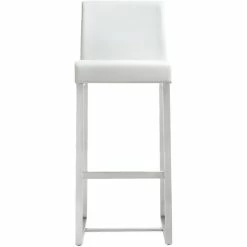 TOV DENMARK BAR STOOL: WHITE/STAINLESS | SET OF 2 Kitchen + Dining