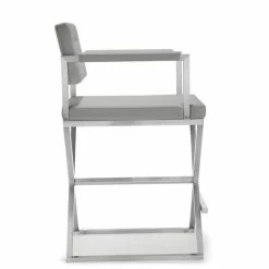 TOV DIRECTOR COUNTER STOOL: GRAY | STAINLESS