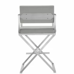 TOV DIRECTOR COUNTER STOOL: GRAY | STAINLESS