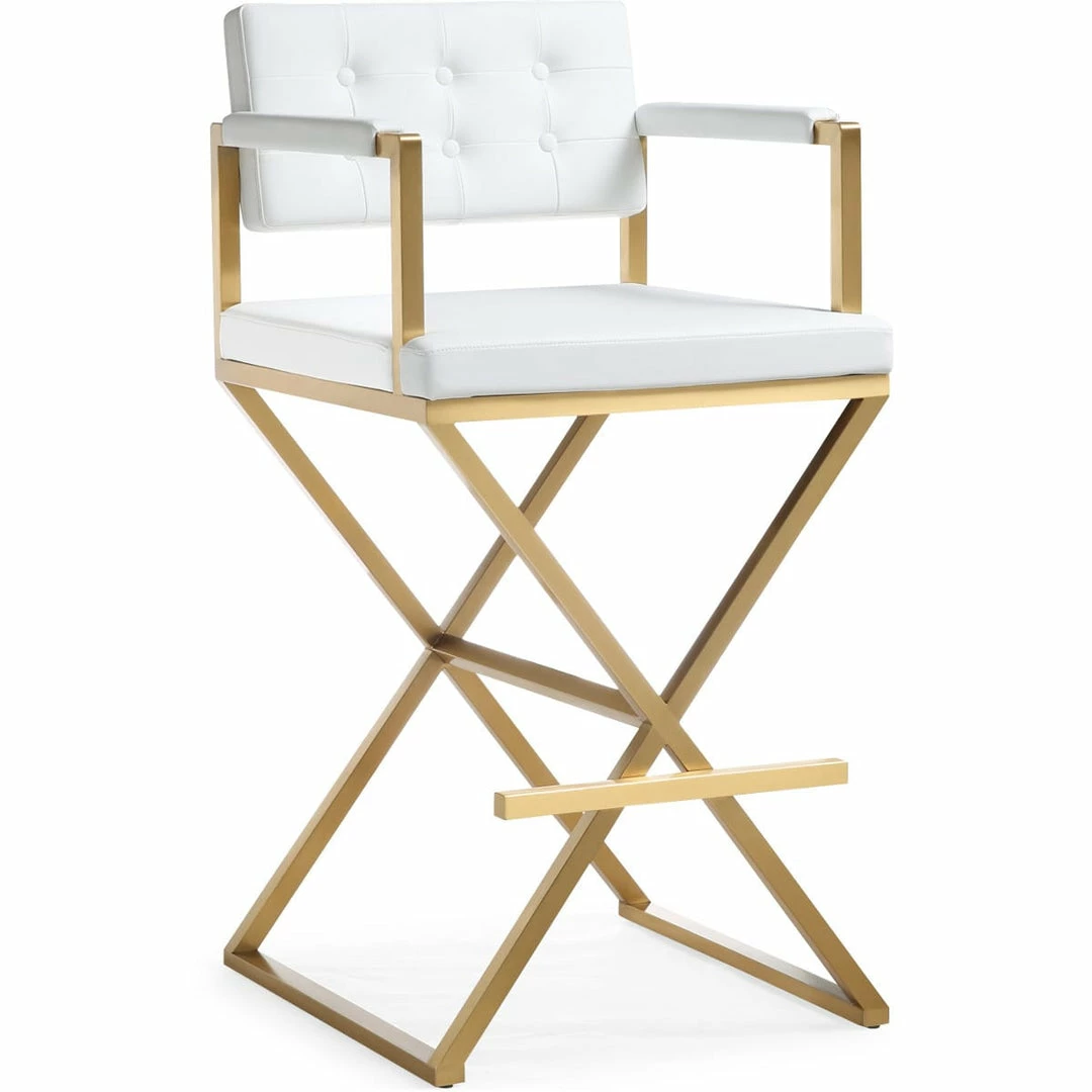 Deals ๐ TOV DIRECTOR BAR STOOL: WHITE | GOLD Kitchen + Dining โจ 2 TOV DIRECTOR BAR STOOL: WHITE | GOLD Kitchen + Dining