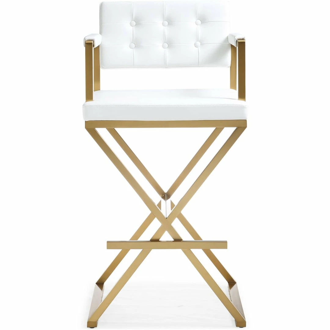 Deals ๐ TOV DIRECTOR BAR STOOL: WHITE | GOLD Kitchen + Dining โจ 1 TOV DIRECTOR BAR STOOL: WHITE | GOLD Kitchen + Dining