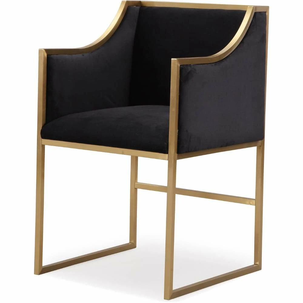New ๐คฉ TOV Kitchen + Dining MIDORI BLACK VELVET ARM CHAIR | GOLD ๐ 2 TOV Kitchen + Dining MIDORI BLACK VELVET ARM CHAIR | GOLD