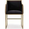 TOV Kitchen + Dining MIDORI BLACK VELVET ARM CHAIR | GOLD