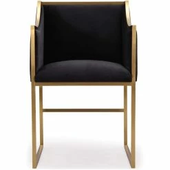 TOV Kitchen + Dining MIDORI BLACK VELVET ARM CHAIR | GOLD