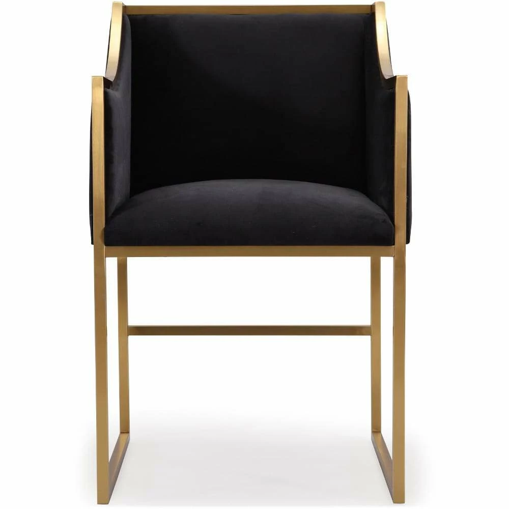 New ๐คฉ TOV Kitchen + Dining MIDORI BLACK VELVET ARM CHAIR | GOLD ๐ 1 TOV Kitchen + Dining MIDORI BLACK VELVET ARM CHAIR | GOLD