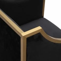 New ๐คฉ TOV Kitchen + Dining MIDORI BLACK VELVET ARM CHAIR | GOLD ๐ 9 TOV Kitchen + Dining MIDORI BLACK VELVET ARM CHAIR | GOLD