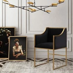 New ๐คฉ TOV Kitchen + Dining MIDORI BLACK VELVET ARM CHAIR | GOLD ๐ 7 TOV Kitchen + Dining MIDORI BLACK VELVET ARM CHAIR | GOLD