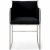TOV Kitchen + Dining MIDORI BLACK VELVET ARM CHAIR | SILVER