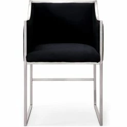 TOV Kitchen + Dining MIDORI BLACK VELVET ARM CHAIR | SILVER