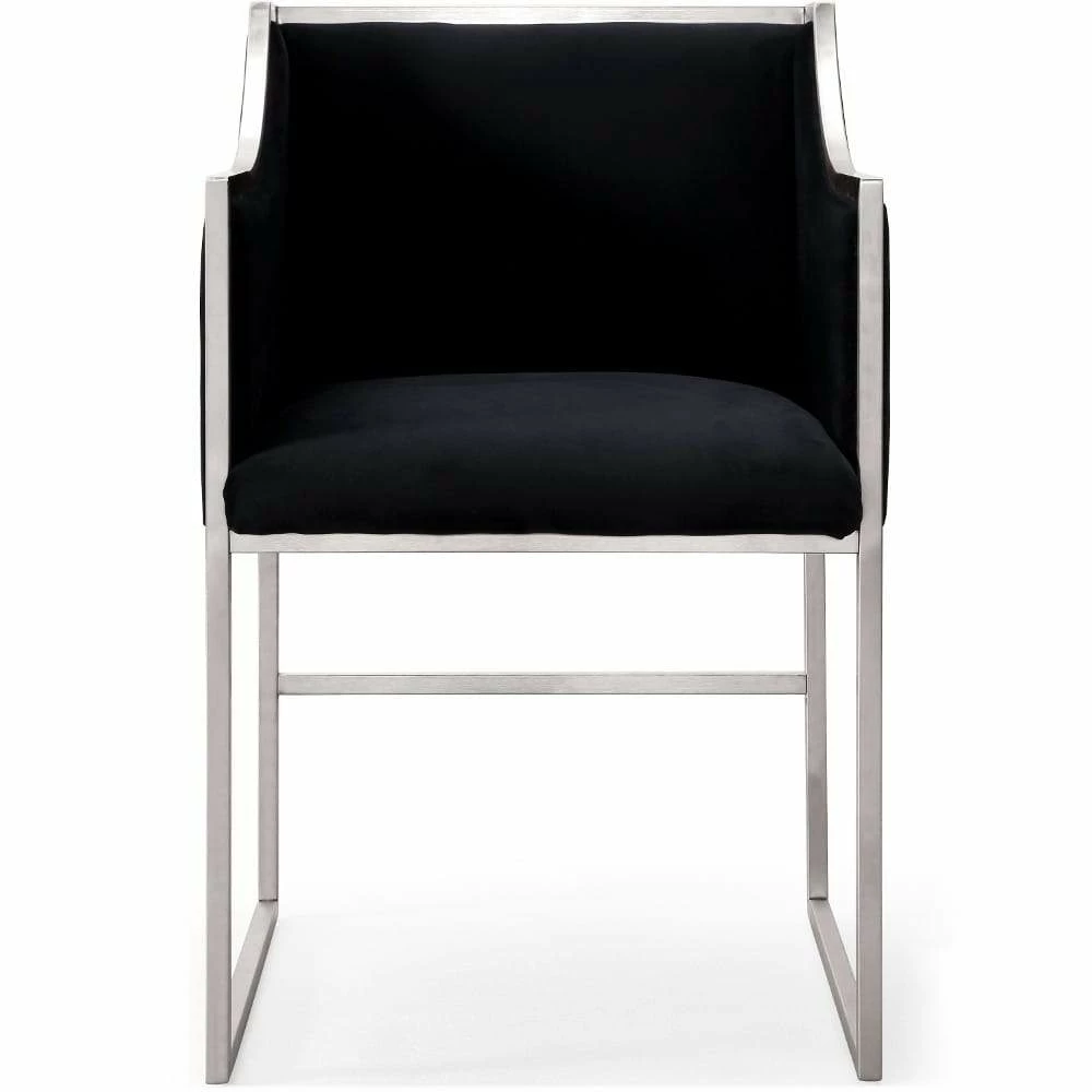 Best Sale 🎁 TOV Kitchen + Dining MIDORI BLACK VELVET ARM CHAIR | SILVER 🥰 1 TOV Kitchen + Dining MIDORI BLACK VELVET ARM CHAIR | SILVER