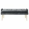 TOV Living Room DEJA SLUB VELVET BENCH: GRAY