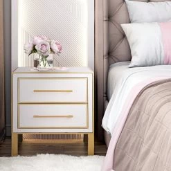 TOV ESTEE PINK LACQUER TABLE Bedroom