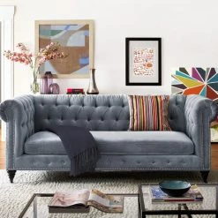 Brand new ๐ TOV Living Room HANNY GREY VELVET SOFA ๐ฅ 6 TOV Living Room HANNY GREY VELVET SOFA