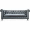 TOV Living Room HANNY GREY VELVET SOFA