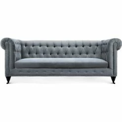TOV Living Room HANNY GREY VELVET SOFA