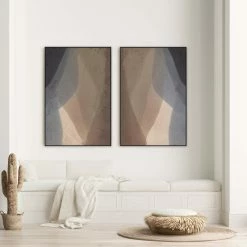 L ART Wall Art "TRANSLUCENT VERTICAL LAYERS" CANVAS ART DIPTYCH