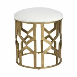 UTTERMOST TRELLIS ANTIQUE BRASS ACCENT STOOL