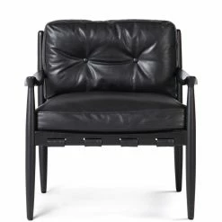 MOES TURNER BLACK LEATHER ARM CHAIR