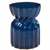SURYA TWIST CERAMIC GARDEN STOOL: BLUE