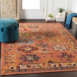 SURYA HUSINA WOOL RUG: ORANGE, SAFFRON MULTI