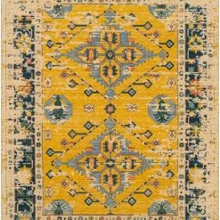 SURYA MAGDA WOOL RUG: SAFFRON, NAVY MULTI
