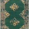 SURYA ESTELLE WOOL RUG: EMERALD, SAFFRON, DENIM