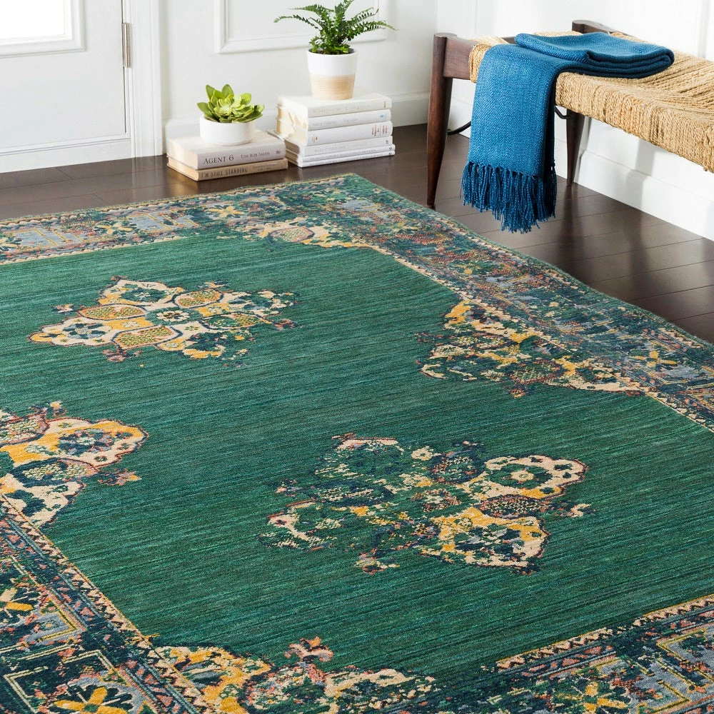 Promo ๐ SURYA ESTELLE WOOL RUG: EMERALD, SAFFRON, DENIM ๐ 4 SURYA ESTELLE WOOL RUG: EMERALD, SAFFRON, DENIM