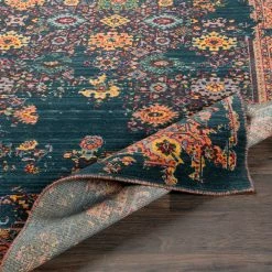 SURYA MIQUELLA WOOL RUG: NAVY, ORANGE MUTLI