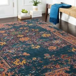 Best deal ✔️ SURYA MIQUELLA WOOL RUG: NAVY, ORANGE MUTLI ⭐ 9 SURYA MIQUELLA WOOL RUG: NAVY, ORANGE MUTLI