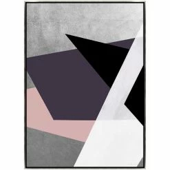L ART "URBAN JUXTAPOSITION PINK I" METALLIC SILVER CANVAS ART