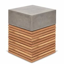 URBIA KUBA CONCRETE + TEAK STOOL Living Room
