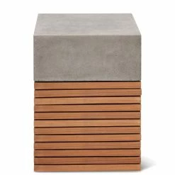 URBIA KUBA CONCRETE + TEAK STOOL Living Room