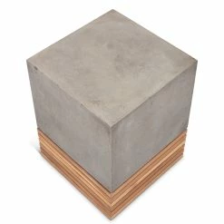 URBIA Living Room KOBE CONCRETE + TEAK STOOL