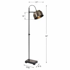 UTTERMOST Lighting VINTAGE BRASS INDUSTRIAL FLOOR LAMP