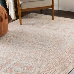 SURYA NIKOLOS RUG: DUSTY ROSE, SILVER, KHAKI