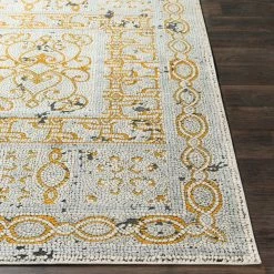 SURYA NICHELLE RUG: YELLOW, ICE BLUE, BLACK