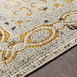 SURYA NICHELLE RUG: YELLOW, ICE BLUE, BLACK