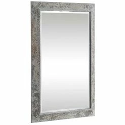 UTTERMOST WEATHERED ANTIQUE IVORY & AGED SILVER MIRROR