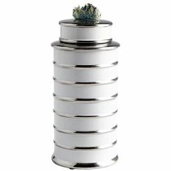 CYAN WHITE CERAMIC CRYSTAL TOP CONTAINERS